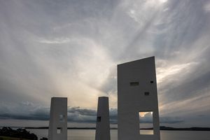 Natalie Guy, _The Genius Loci of the Chapel, \#2, \#3, \#5_ (2020). Sculpture on the Gulf, Waiheke, Auckland (4–27 March 2022). Photo: Peter Rees.